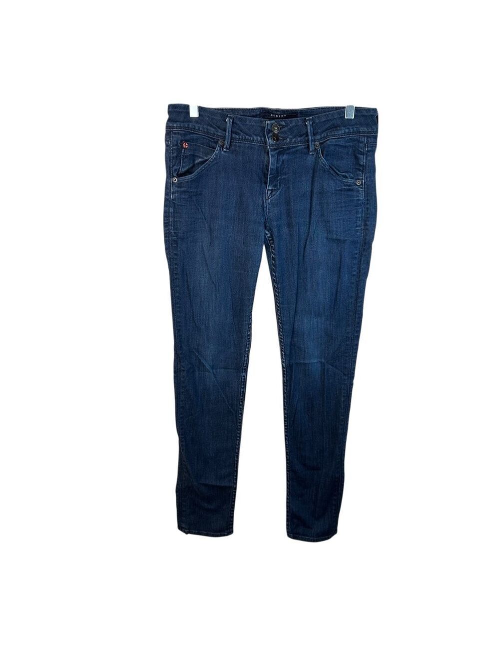 Hudson Jeans 29 Blue Back Flap Pocket Skinny Stretch Mid Rise Classic Denimcore